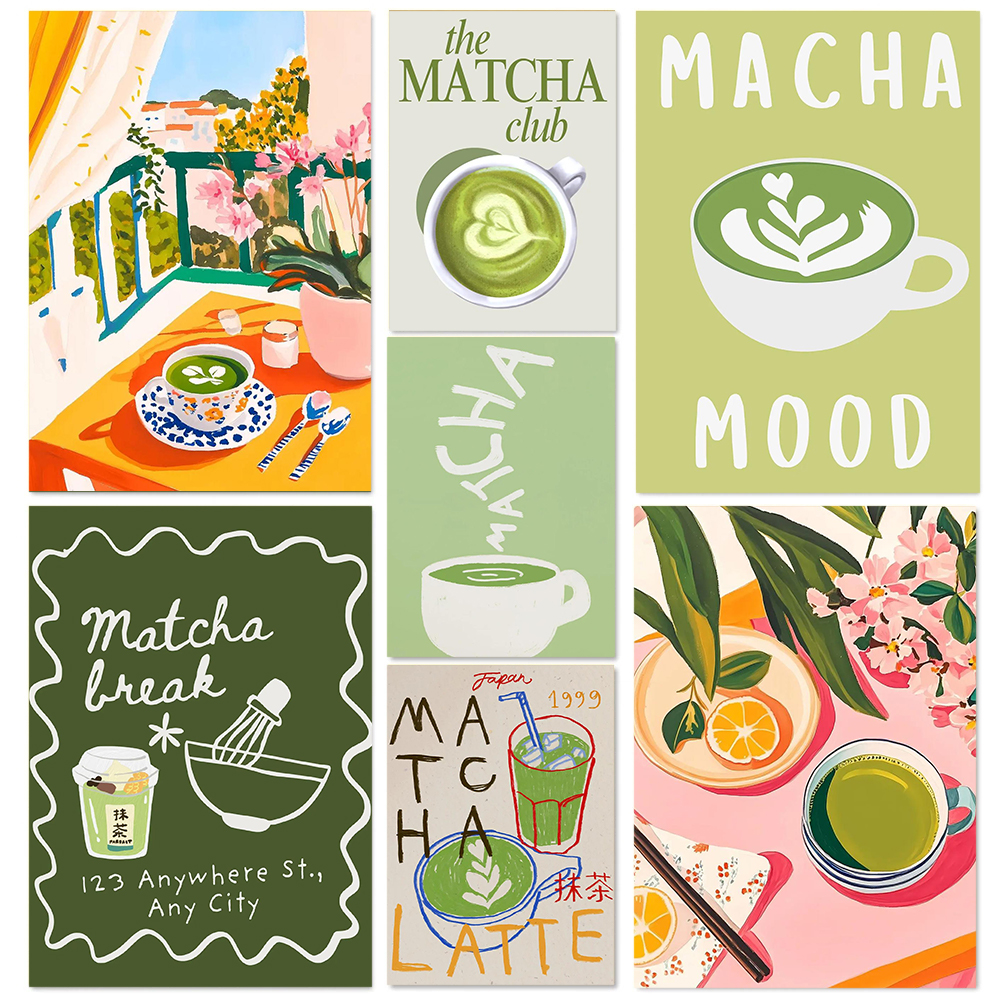 Coffee Tea Poster - Minimalist Fashion Matcha Green Tea Latte
