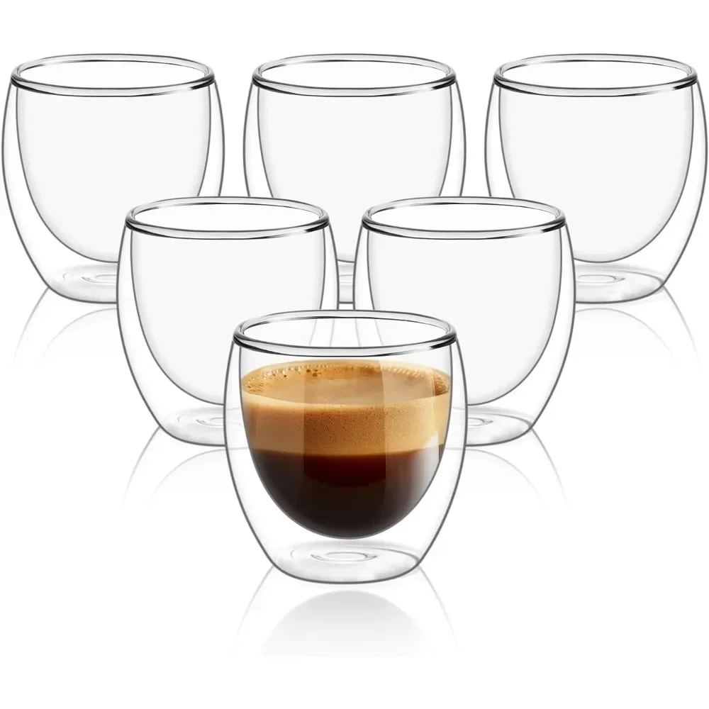 6 pcs Clear Double Wall Glass  - Coffee Tea Catering บทวิจารณ์และราคา
