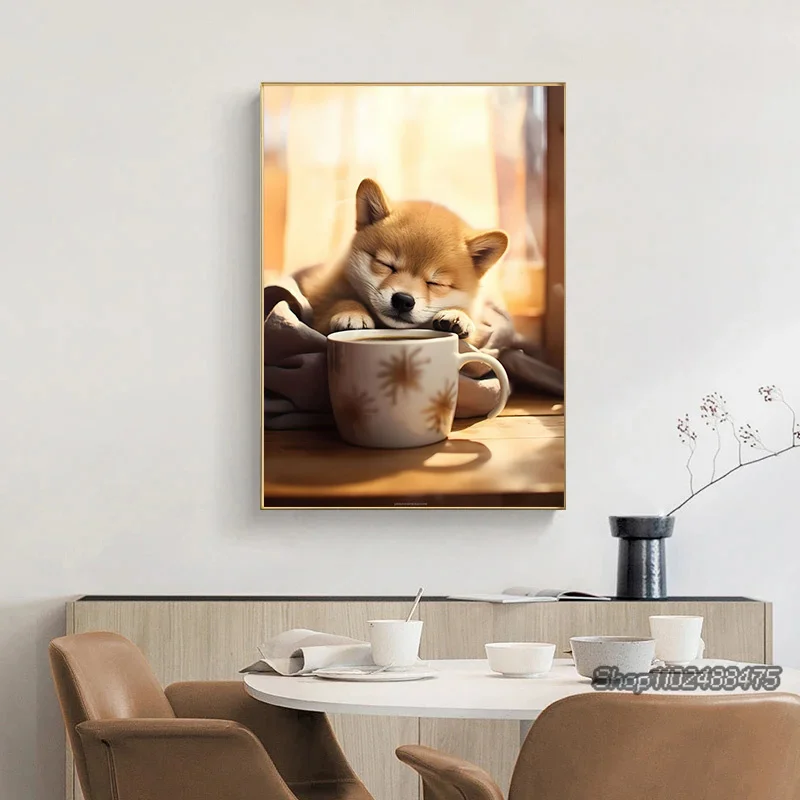 Cute Dogs Golden Retriever Fre - Coffee Tea Poster บทวิจารณ์และราคา