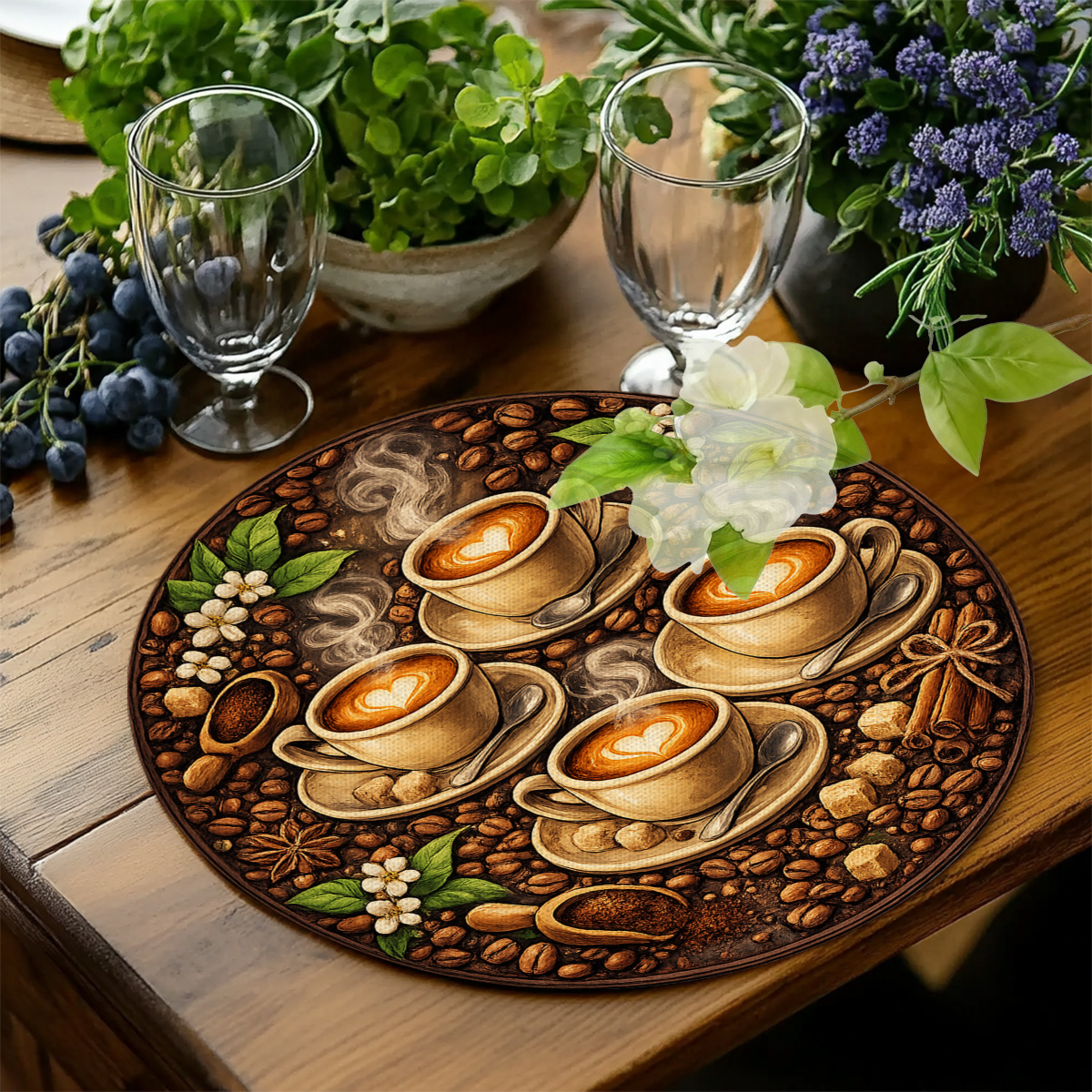 Vintage coffee themed placemat - Coffee Tea Set บทวิจารณ์และราคา