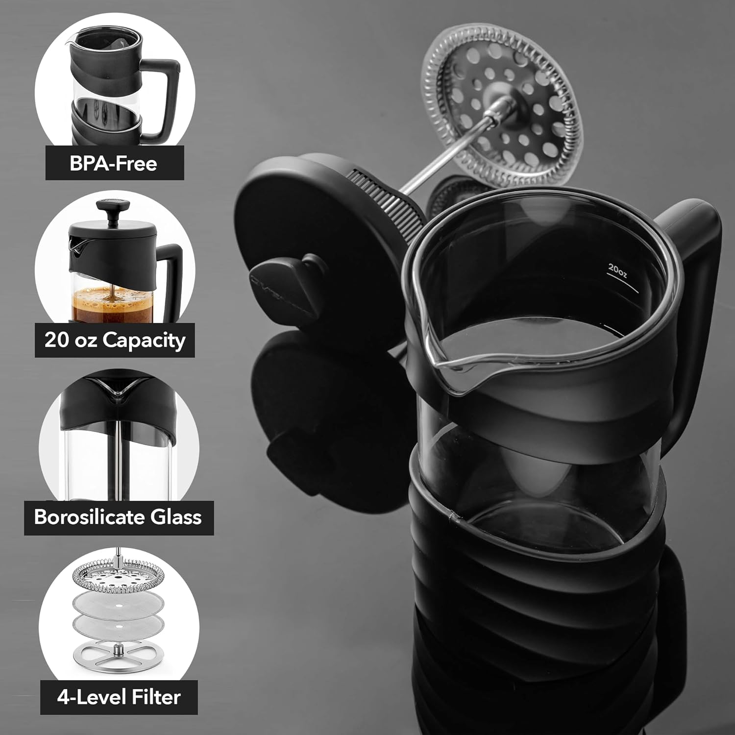 French Press Coffee Maker 20oz - French Press Glass บทวิจารณ์และราคา