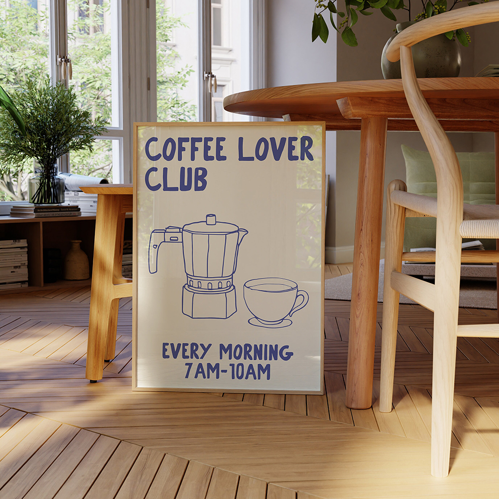 Hand Drawn Kitchen Moka Pot Co - Coffee Tea Poster บทวิจารณ์และราคา