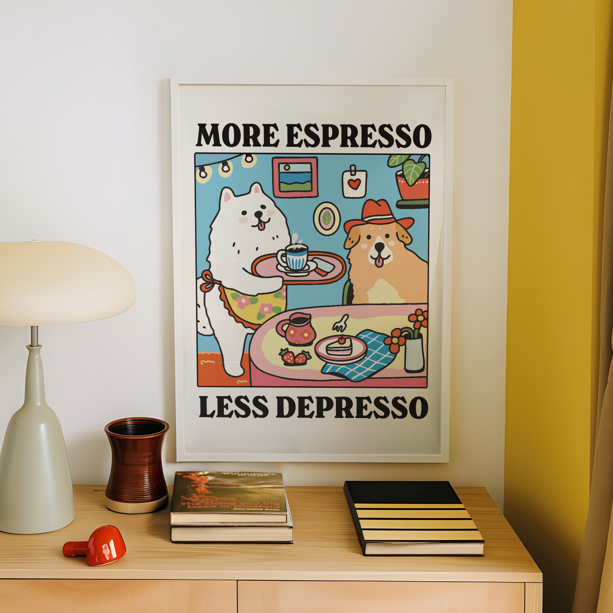 More Espresso Less Depresso Ca - Coffee Tea Poster บทวิจารณ์และราคา