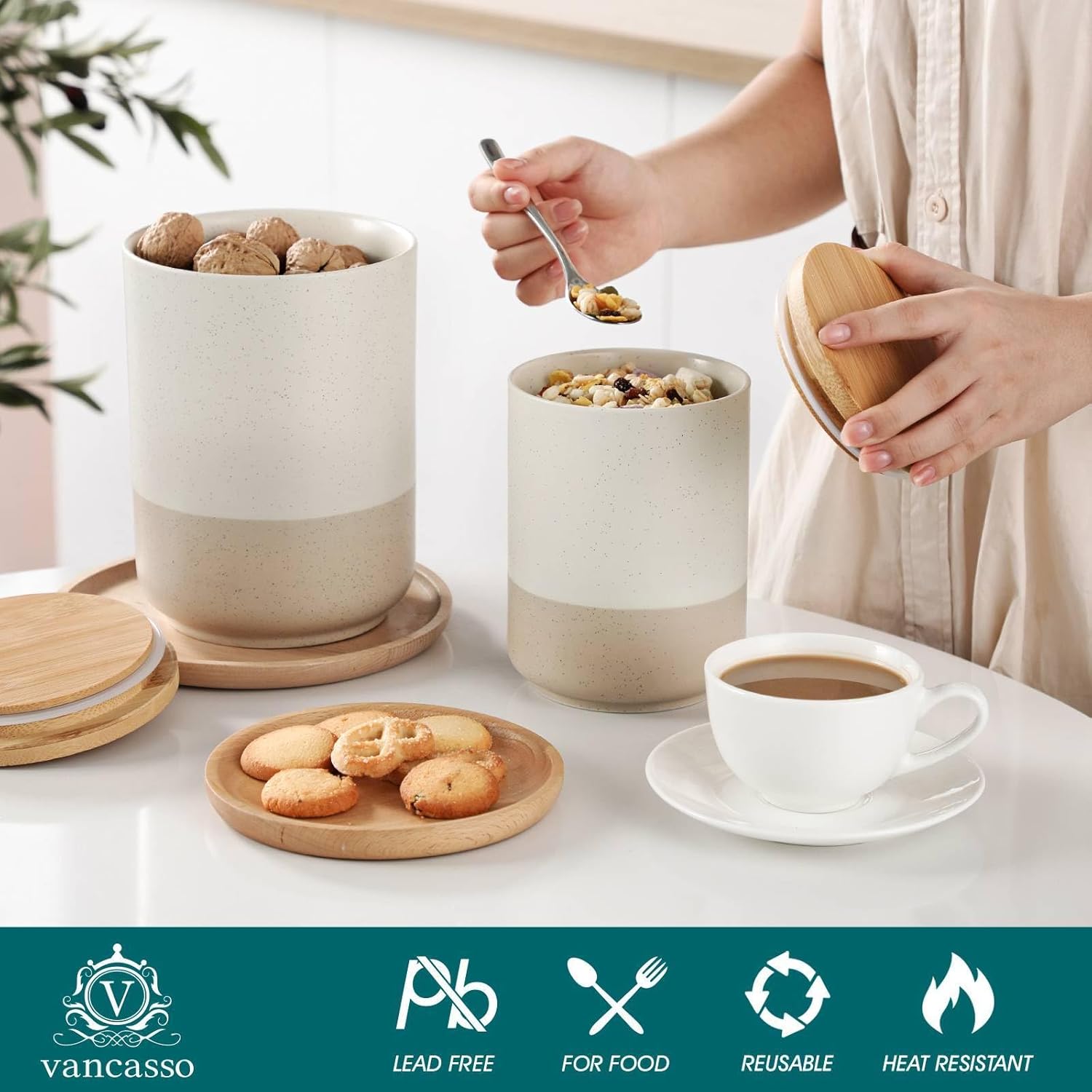 Sabine Ceramic Canister Set wi - Coffee Tea Set บทวิจารณ์และราคา