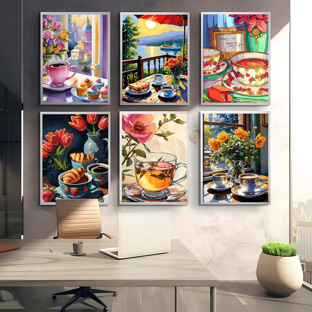 Sweet Cozy Delicate Art A-Afte - Coffee Tea Poster บทวิจารณ์และราคา