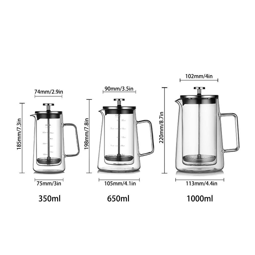 Double Layers French Press Pot - French Press Glass บทวิจารณ์และราคา
