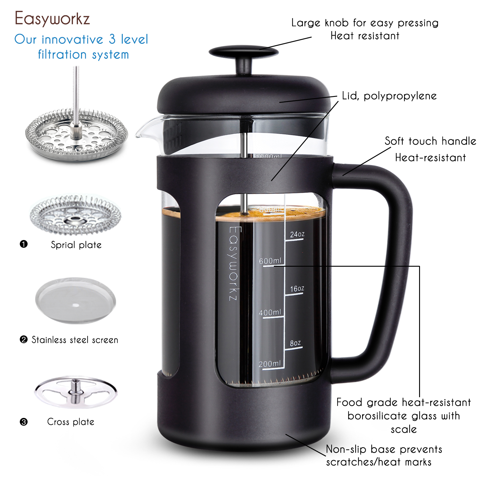 Easyworkz French Press  Coffee - French Press Glass บทวิจารณ์และราคา