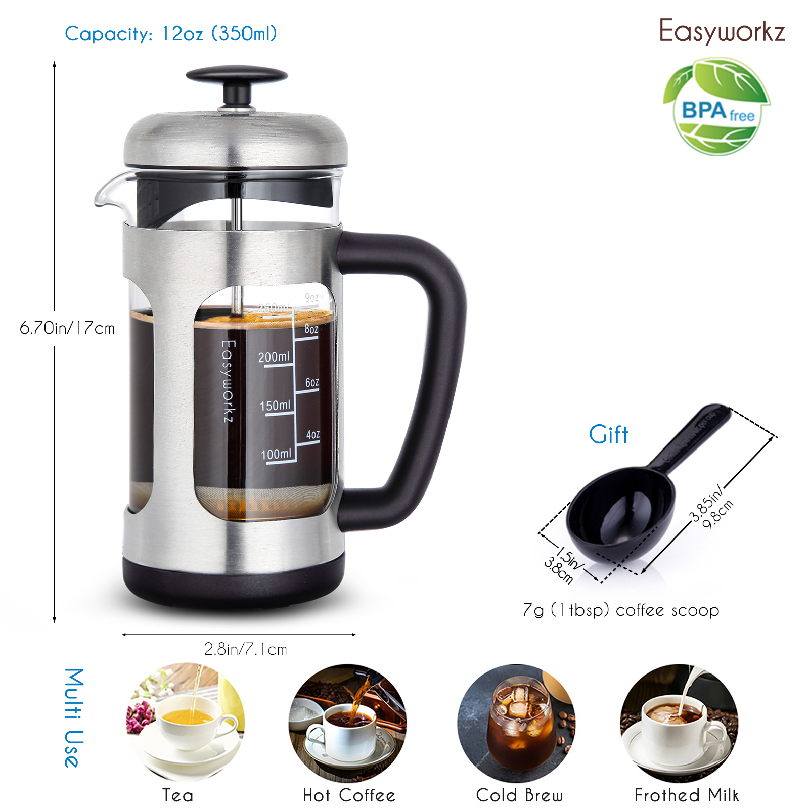 Easyworkz French Press  Coffee - French Press Glass บทวิจารณ์และราคา