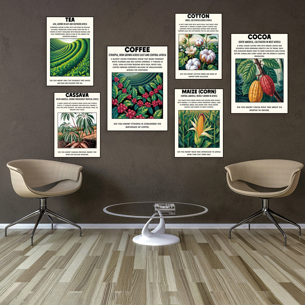African plant prints, cassava, - Coffee Tea Poster บทวิจารณ์และราคา