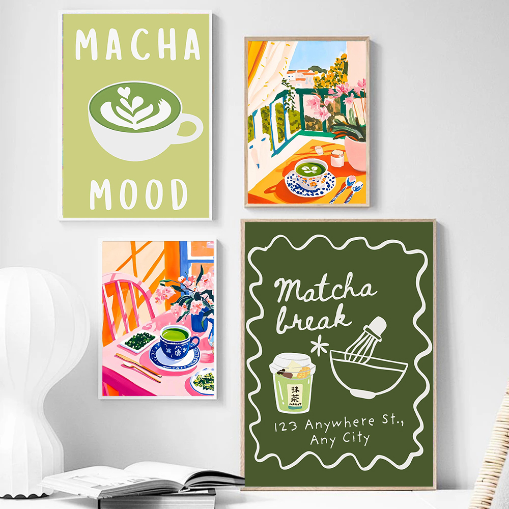 Minimalist Fashion Matcha Gree - Coffee Tea Poster บทวิจารณ์และราคา