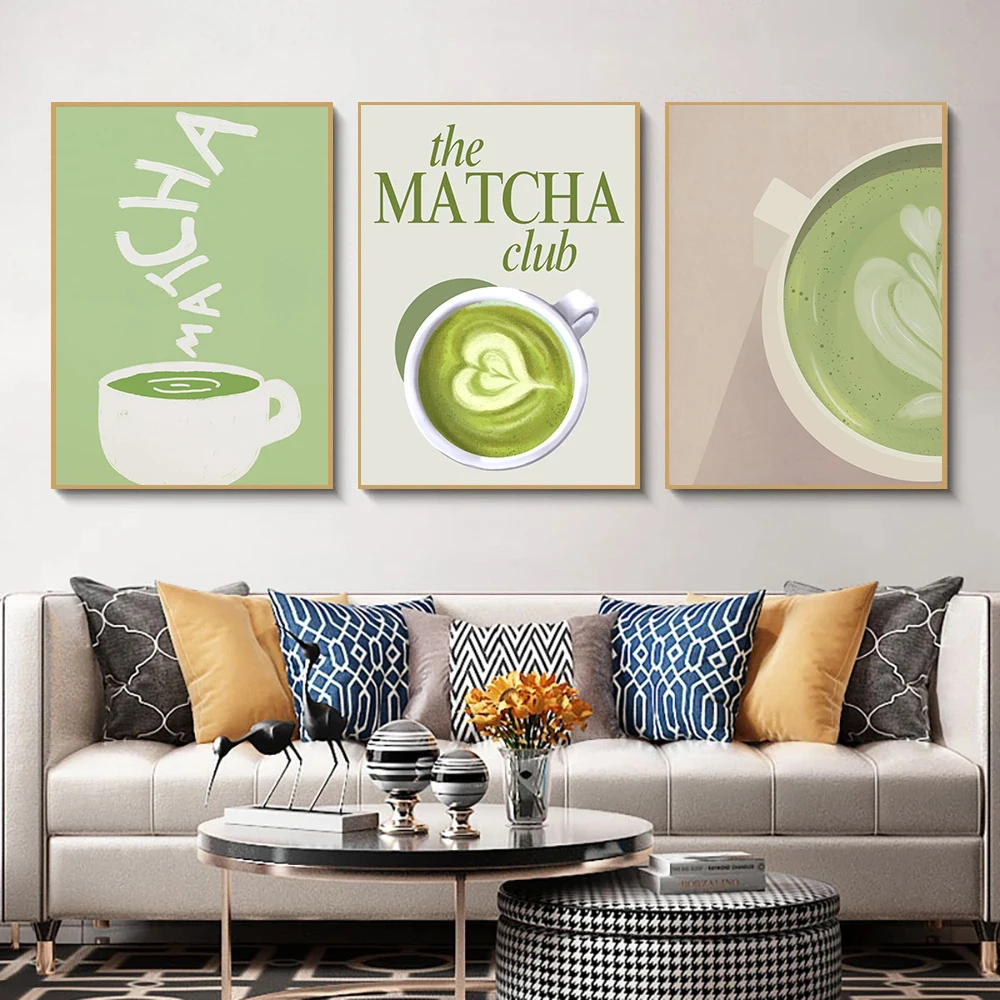 Minimalist Fashion Matcha Gree - Coffee Tea Poster บทวิจารณ์และราคา