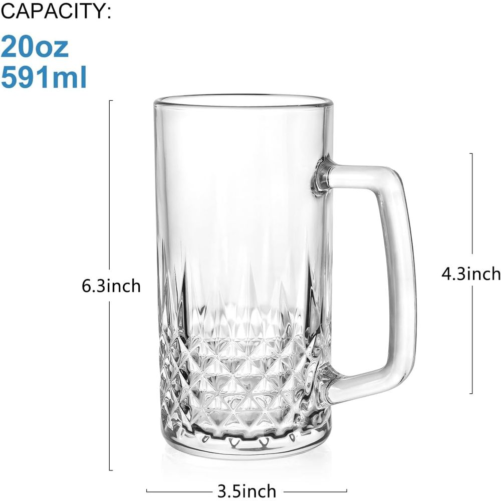 20 oz Heavy Glass Mugs Set of  - Coffee Tea Set บทวิจารณ์และราคา
